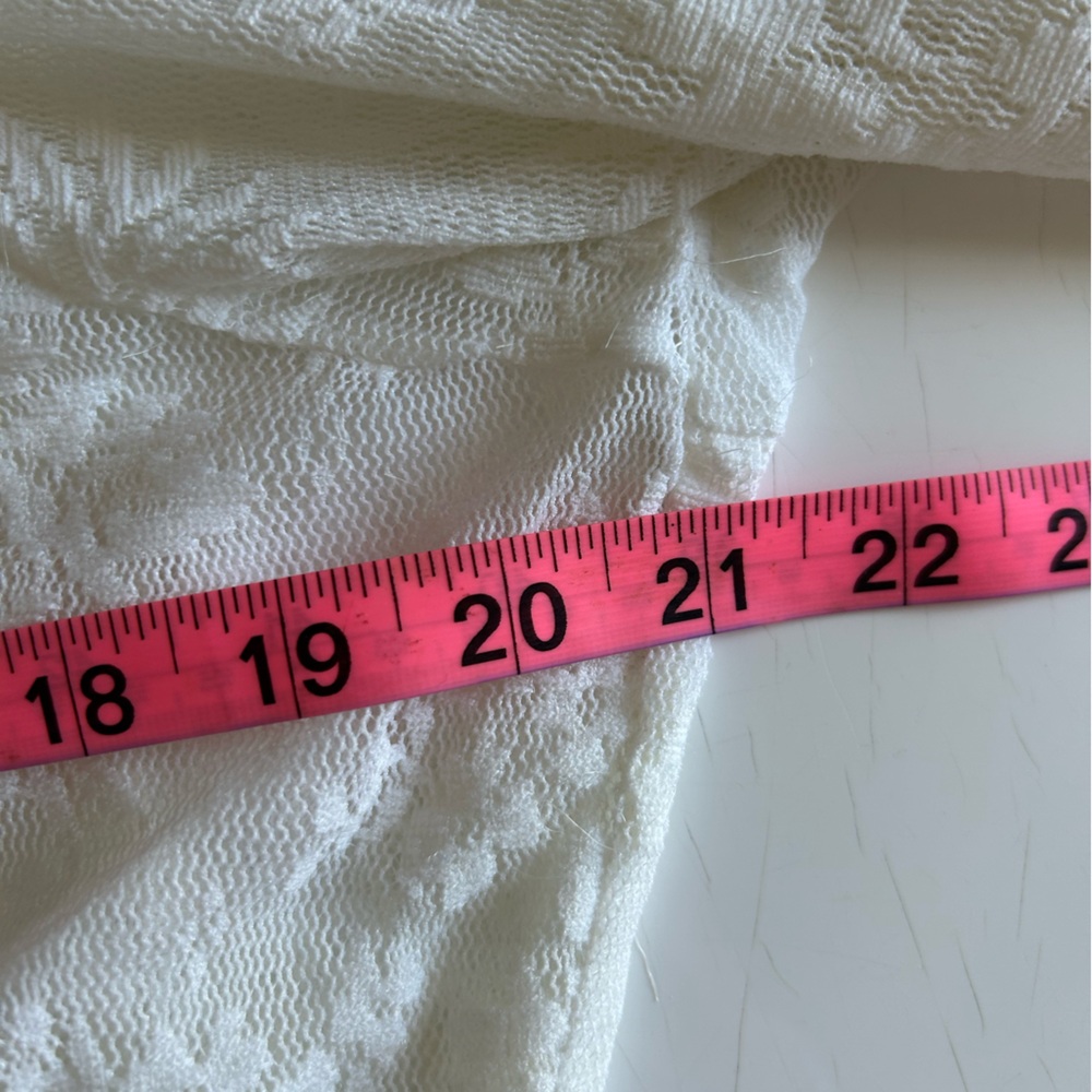 Newport News 1X Sheer Ivory Floral Lace Ruffle Blouse - Picture 4 of 6